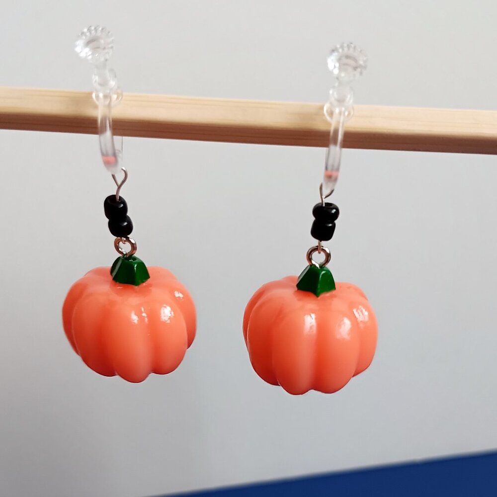 Handmade Pumpkin Earrings for Fall Adjustable